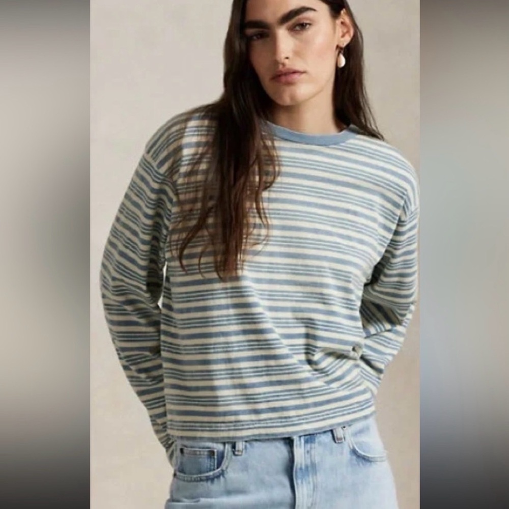 ISO: Ralph Lauren Striped Jersey Cropped Long-Sleeve Tee